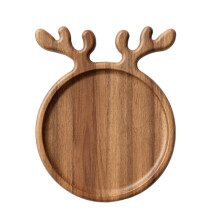 Bandeja de madera para servir con asas de asta (1 pieza)
