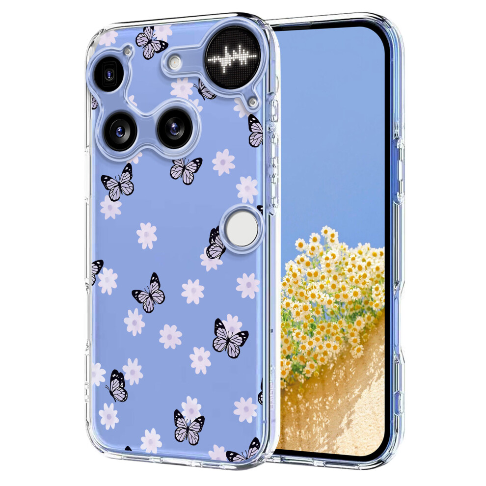 (Butterflies) For Nothing Phone (3) 5G Case Butterfly Floral Pattern Printing Tpu Phone Back Cover 6914299311294