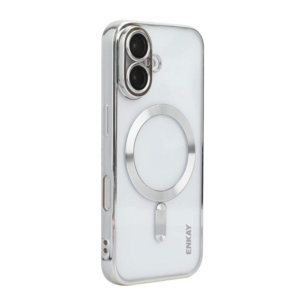 (Silver) Enkay Hat Prince For Iphone 17 Magnetic Clear Case Shockproof Tpu Phone Cover With Lens Film Silver 6914294590168