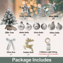 Mini Christmas Tree with Lights Flocked Snow 22 Inch