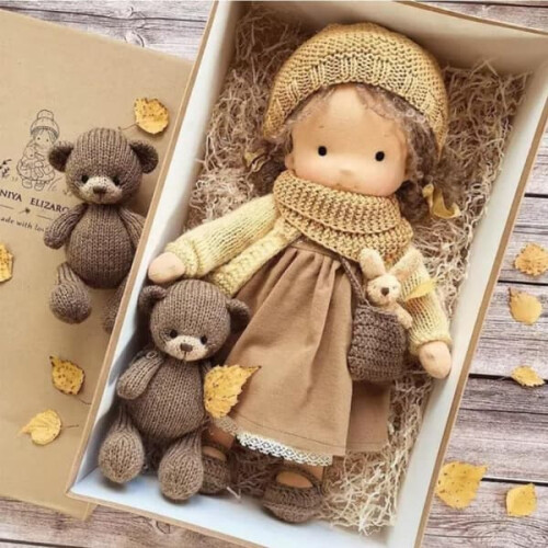 Waldorf doll handmade knitted plush 12 inch