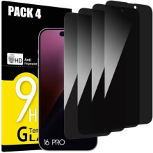 Gloine sábháilteachta frith-spiaireachta - comhoiriúnach le iPhone16Pro - Pacáiste de 4 - An-tanaí - Frithsheasmhach in aghaidh scríobtha -
