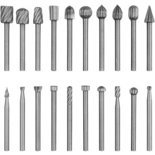 HSS rotary burrs 3mm shank 20 pcs for wood stone metal