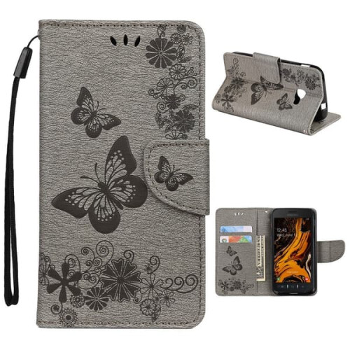Butterfly Leather Case for Samsung Galaxy Xcover 4S Silver