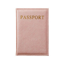 Passport case pink faux leather with gold detail