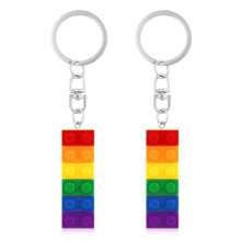 2 portachiavi a forma di mattoni arcobaleno, portachiavi patchwork a tema orgoglio cromatico