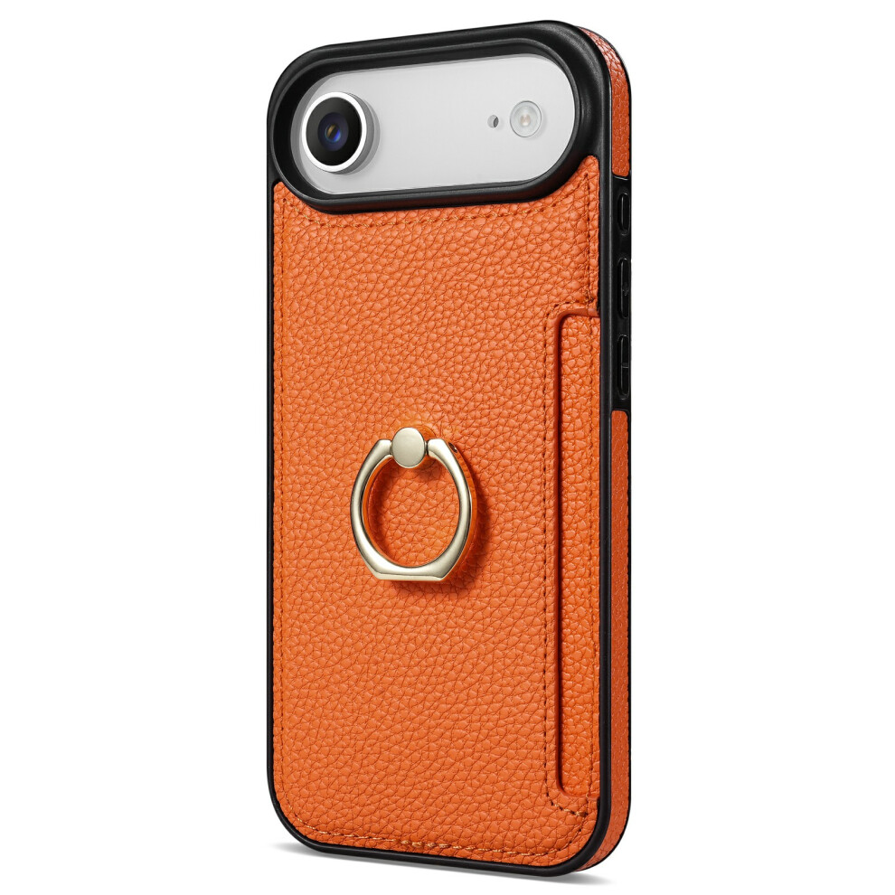 (Orange) For Iphone Air Case Ring Kickstand Pu + Tpu Card Holder Phone Cover Orange 6914290743049