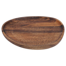 Plateau de service en bois 26 x 21 cm, plateau alimentaire de forme irrégulière, organisateur de fruits et légumes, plateau de rangement
