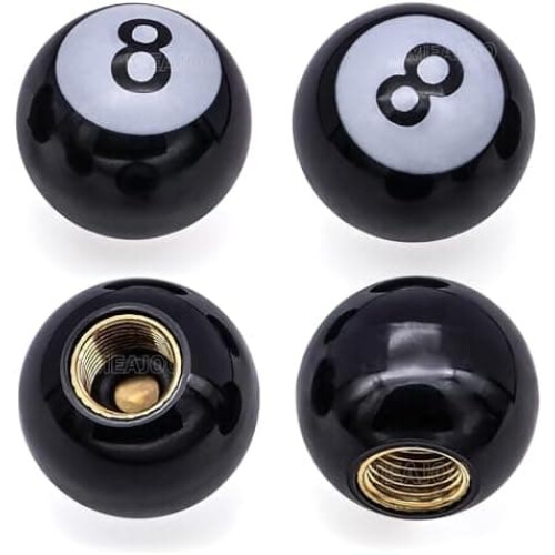 Tire Valve Caps 8-Ball Style Copper Core 4pcs