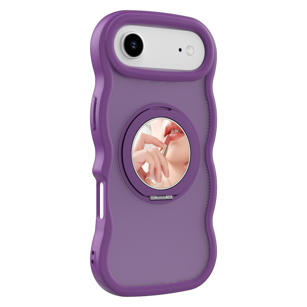 (Purple) For Iphone Air Magnetic Case Wave Edge Tpu + Acrylic Phone Cover With Mirror Kickstand Purple 6914291240097
