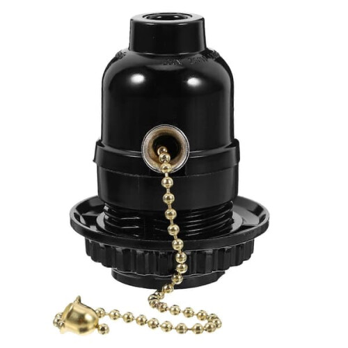 Zipper Light Fixture Pull Switch Black 7x5.5x5.5cm