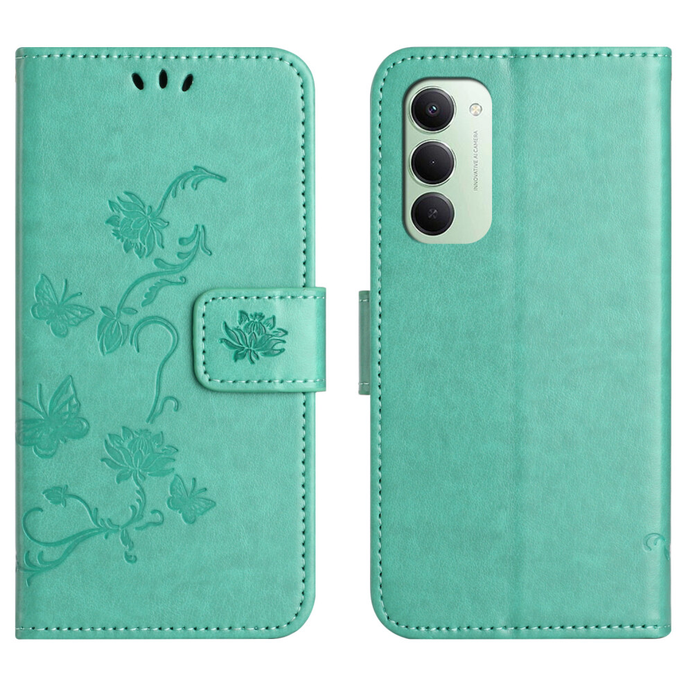 (Cyan) For Xiaomi Redmi 15 4G (Eu) (171Mm) Case Wallet Stand Imprinted Butterfly Flower Pu Leather Phone Cover Blue 6914299798781