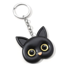 Cat head keychain black