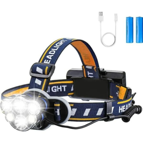 LED Headlamp Rechargeable 6-LED 12000LM 8 Modes
