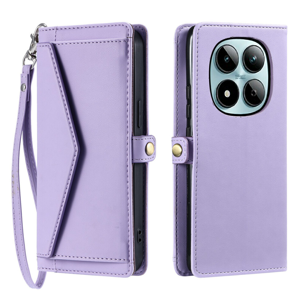 (Purple) For Xiaomi Redmi Note 15 Pro 5G (Global) Leather Case With Wrist Strap Wallet Stand Phone Cover Purple 6914296337235