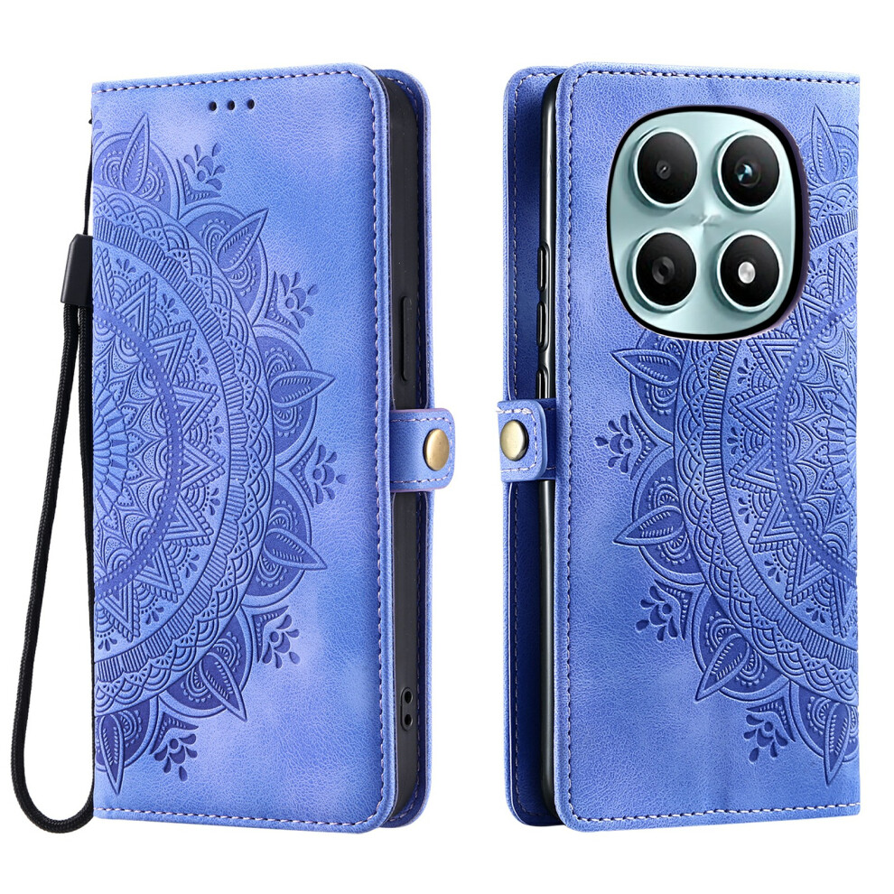 (Purple) For Xiaomi Poco M8 5G / Redmi Note 15 5G (Global) Case Skin Feel Totem Imprinted Wallet Leather Phone Cover With Hand Strap Purple 6914290891832