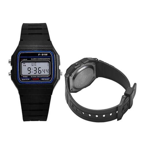 F-91W digital watch unisex retro black