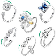 Fidget Anxiety Rings Adjustable Beaded Band Set 6 pcs