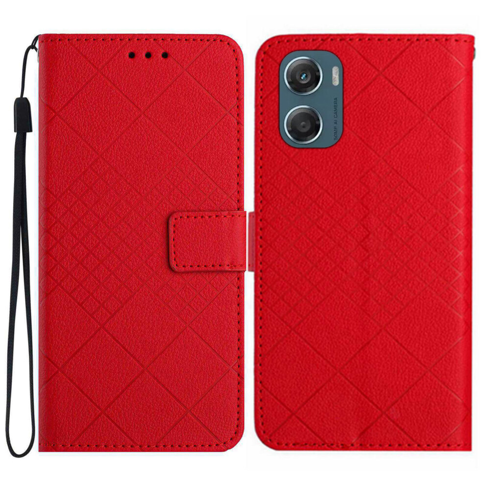 (Red) For Motorola Moto G06 Power 4G / G06 4G Case Wallet Imprint Pu Leather Flip Folio Phone Cover Red 6914298931806