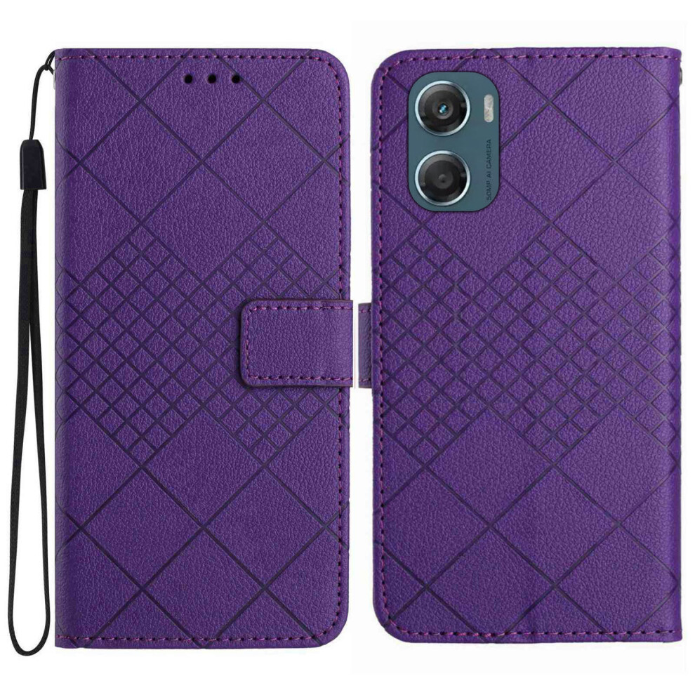 (Dark ) For Motorola Moto G06 Power 4G / G06 4G Case Wallet Imprint Pu Leather Flip Folio Phone Cover Purple 6914292975998