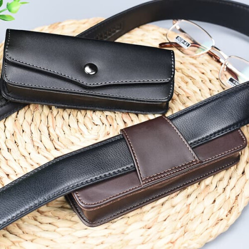 Cow Leather Belt Pouch for Men with Glasses Phone Tools 1