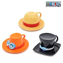 Nueva taza de anime One Piece para cosplay, taza de agua creativa con forma de sombrero de los Tres Hermanos, taza de café de cerámica Luffy Ace