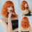 Orange wig short curly air bangs medium chemical fiber 3