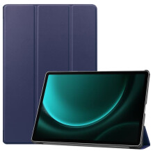 Ag luí le Cás Trí-fhillte Samsung Galaxy Tab S9FE Plus Gorm Dorcha