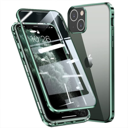 Compatível com iPhone 14 - Capa protetora magnética dupla face verde