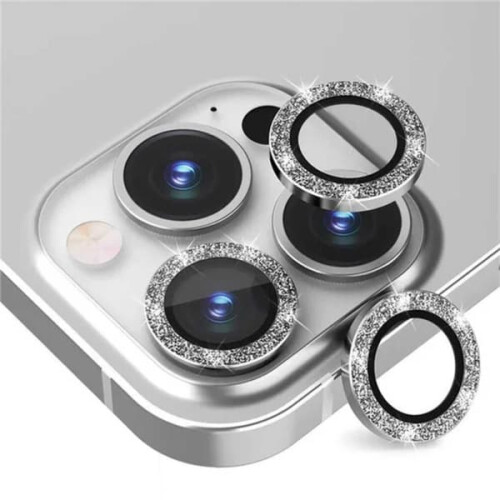 iPhone 13 Pro/Pro Max camera protector silver glitter