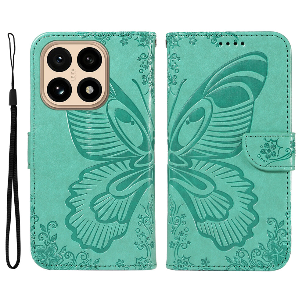 (Green) For Xiaomi 15T Case Butterfly Pattern Pu Leather Folio Flip Phone Cover Green 6914292104695