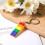 2 stk. regnbuefarvede murstensnøgleringe, farve pride nøglering patchwork 5