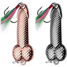 Rose Gold Silver Metal Fish Hooks Spinner Spoon Bait 2pcs