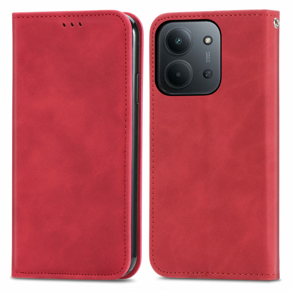 (Red) For Xiaomi Mi 15C 4G (Global) (171Mm) / Poco C85 4G (171Mm) Leather Case With Card Holder Magnetic Absorption Phone Cover Red 6914299968382
