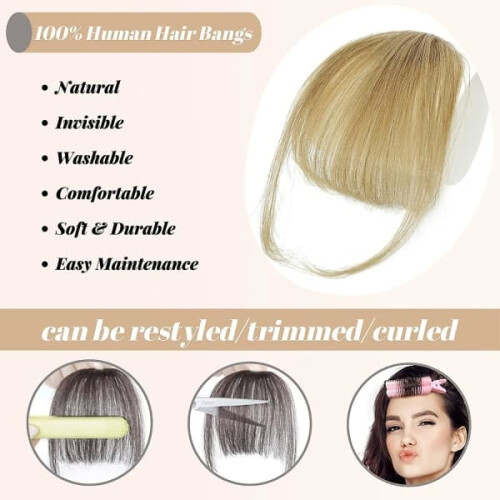 Human Hair Clip-In Bangs Extensions with Temple Pieces 1