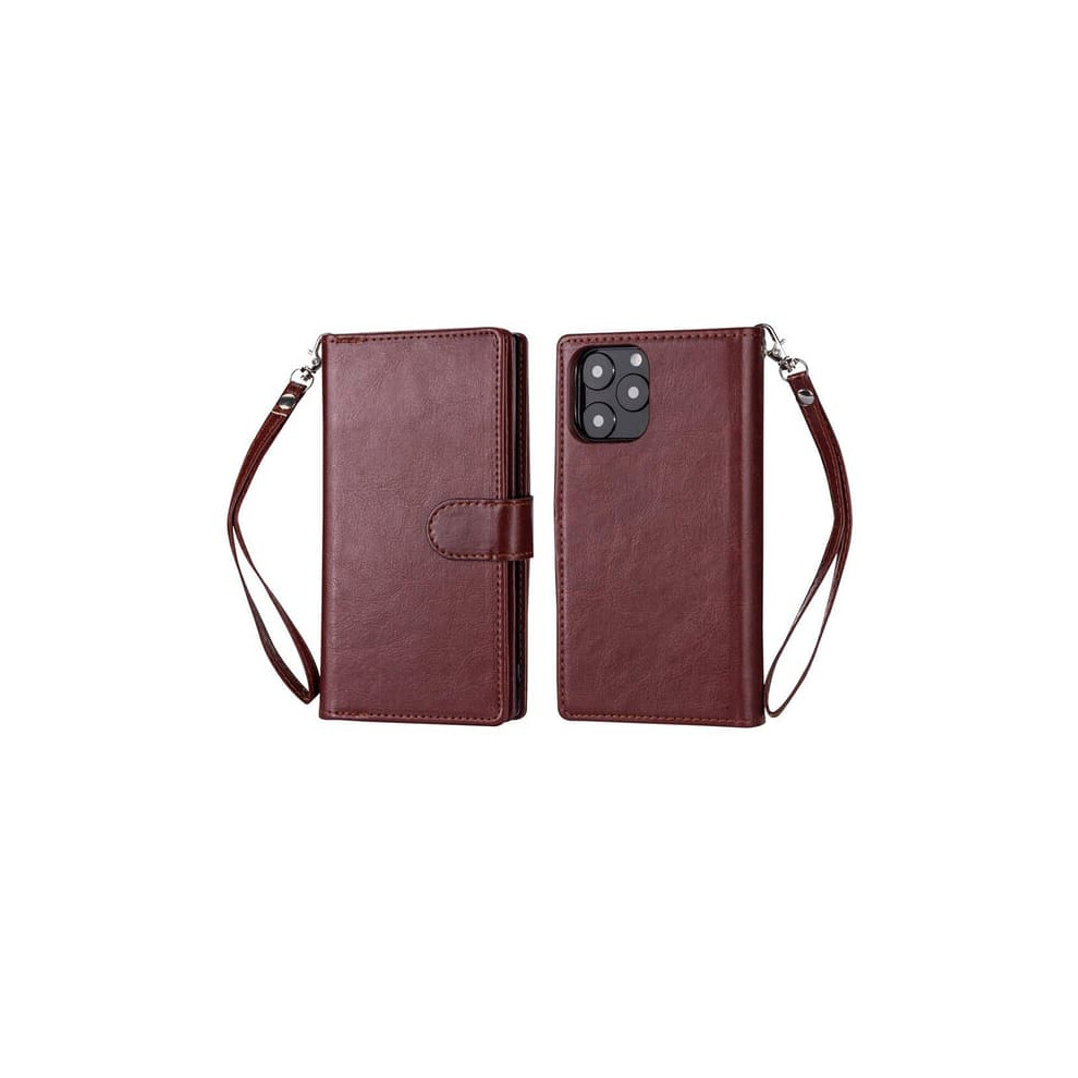 Rugged Smooth Iphone 12 Pro Max Wallet Case 9-Card Brown 962029538523