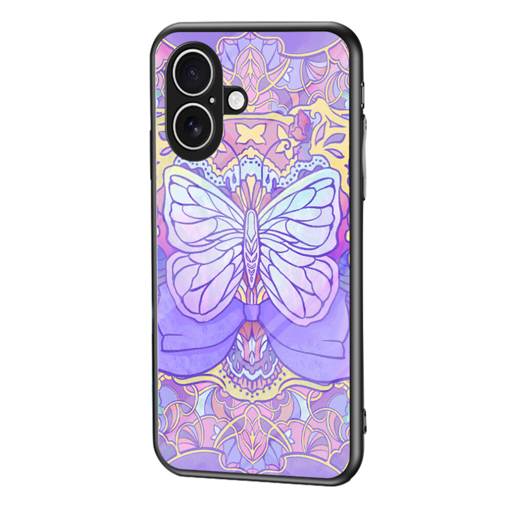(Phantom Butterfly) For Iphone 17 Case Butterfly Pattern Tpu + Tempered Glass Protective Phone Cover 6914297887036