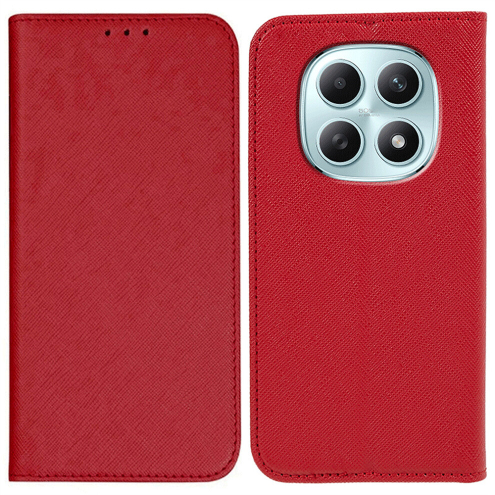 (Red) For Xiaomi Poco M8 5G / Mi Note 15 5G (Global) / 15 4G (Global) Case Cross Texture Leather Phone Cover Hidden Magnetic Red 6914295627405