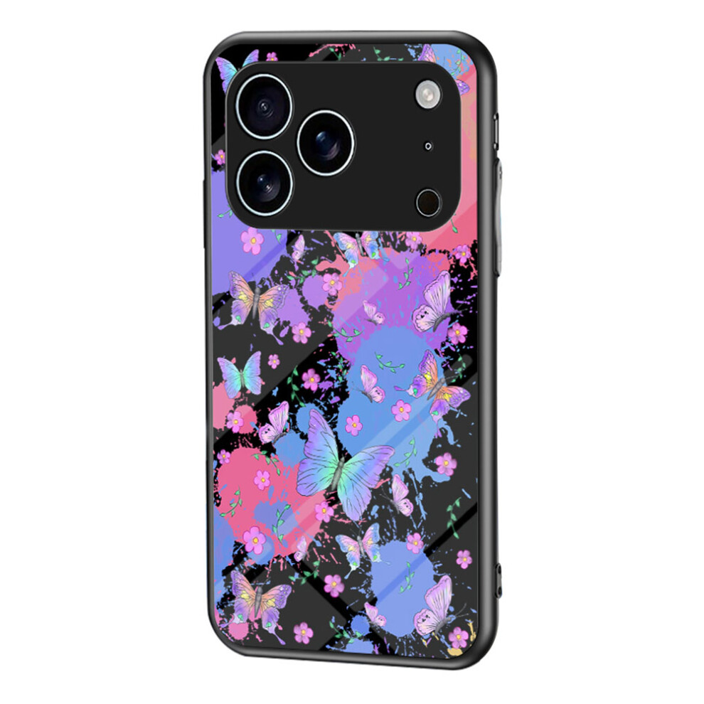 (Brilliant Butterfly) For Iphone 17 Pro Case Butterfly Pattern Tpu + Tempered Glass Protective Phone Cover 6914299378754