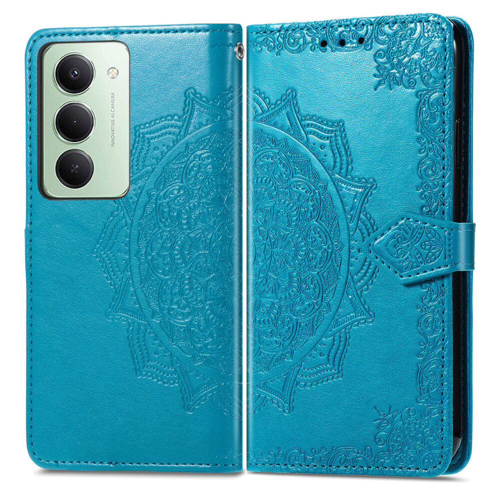 (Blue) For Xiaomi Redmi 15 5G (Global) (169Mm) Case Wallet Mandala Flower Leather Phone Cover Stand View Blue 6914296363234