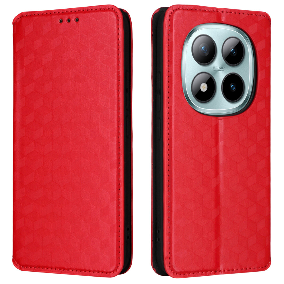 (Red) For Xiaomi Poco M8 Pro 5G / Mi Note 15 Pro+ 5G (Global) Case Wallet Rhombus Imprinted Leather Phone Cover Red 6914297380469