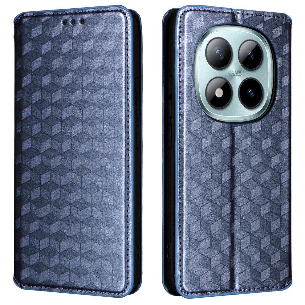 (Blue) For Xiaomi Poco M8 Pro 5G / Redmi Note 15 Pro+ 5G (Global) Case Wallet Rhombus Imprinted Leather Phone Cover Blue 6914292822933
