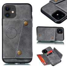 iPhone 12 case with card holder grey