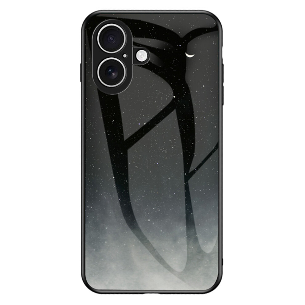 (Starry Crescent Moon) For Iphone 17 Case Starry Sky Pattern Tempered Glass Phone Cover 6914298668948