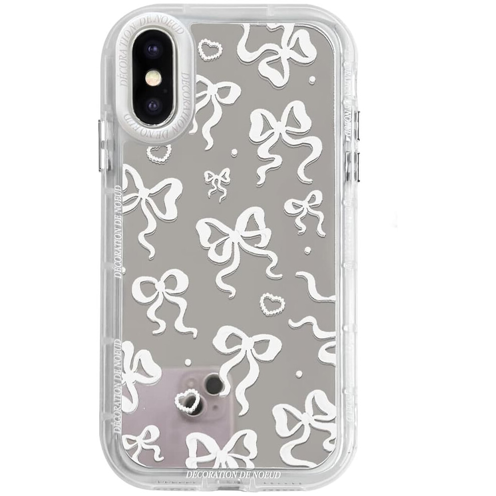 Iphone Xs Case Mirror Bowknot Heart Pattern Shockproof 962029557036