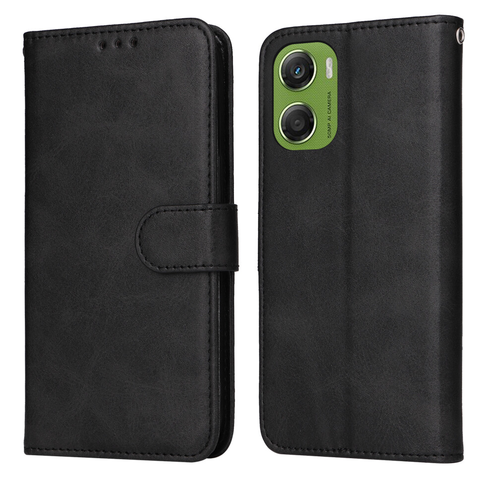 (Black) For Motorola Moto G06 Power 4G / G06 4G Case Wallet Pu Leather Folio Flip Phone Cover Black 6914299909194