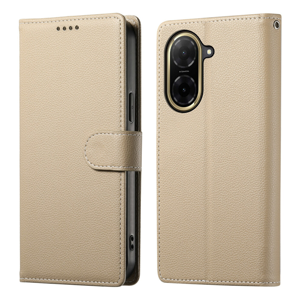 (Apricot) For Xiaomi Redmi A5 Nfc (Eu) (173.45Mm) Case Magnetic Snap Litchi Texture Leather Wallet Phone Cover With Wrist Strap 6914299669210