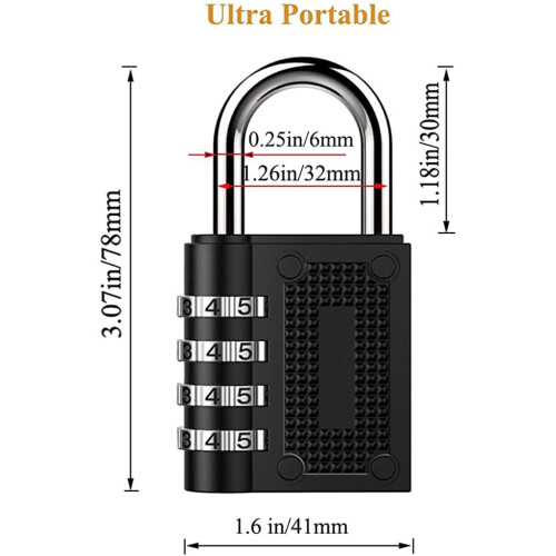 Long Shackle Combination Padlock 4-Digit Resettable 2-Pack 1