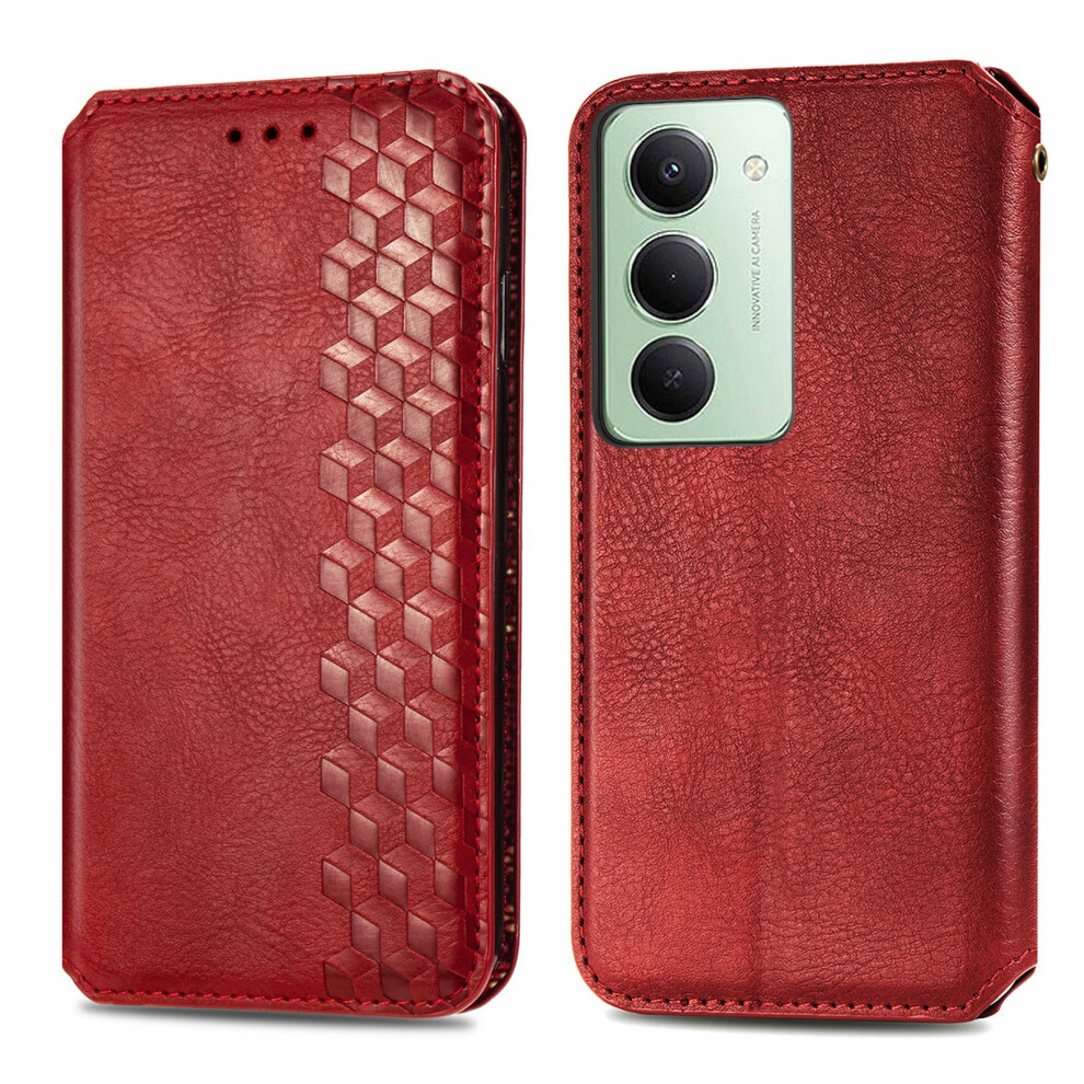 (Red) For Xiaomi Mi 15 4G (Eu) (171Mm) Case Rhombus Imprint Pu Leather Wallet Phone Cover Red 6914294217607