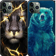2 für 1 coole Hüllen Bär Löwe mit Blitz, kompatibel mit iPhone Blau 13